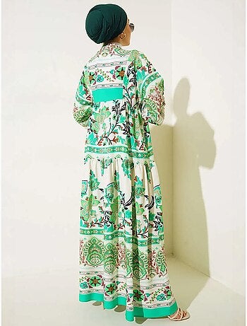 Robe longue imprimée à col en v bdart