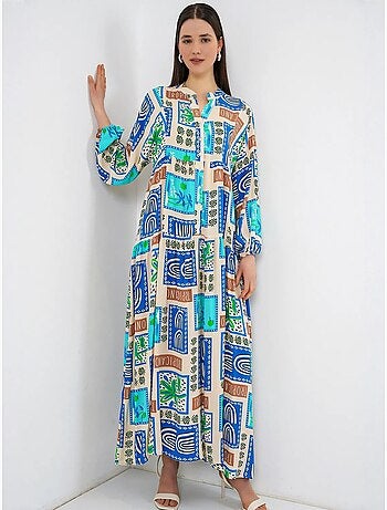 Robe longue imprimée à col en v bdart