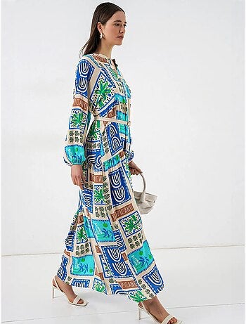 Robe longue imprimée à col en v bdart