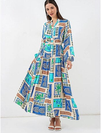 Robe longue imprimée à col en v bdart