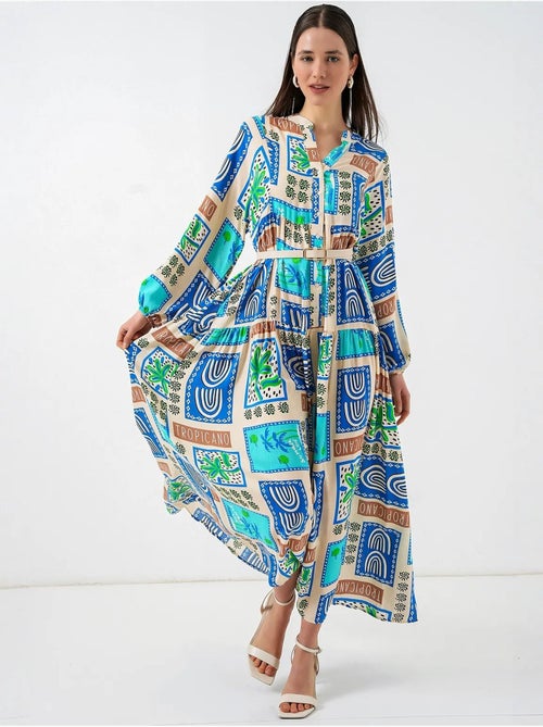 Robe longue imprimée à col en v bdart - Kiabi Robe longue imprimée à col en v bdart - Kiabi