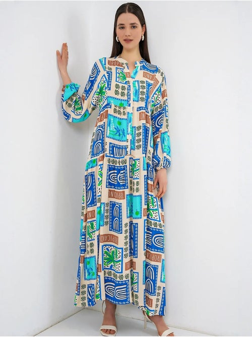 Robe longue imprimée à col en v bdart - Kiabi Robe longue imprimée à col en v bdart - Kiabi