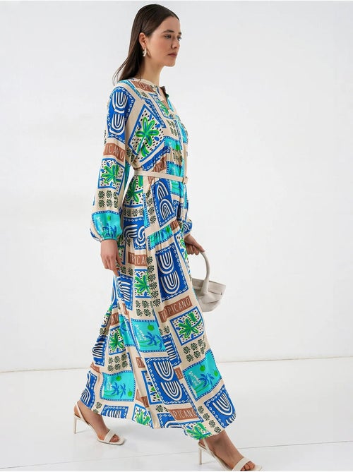 Robe longue imprimée à col en v bdart - Kiabi Robe longue imprimée à col en v bdart - Kiabi