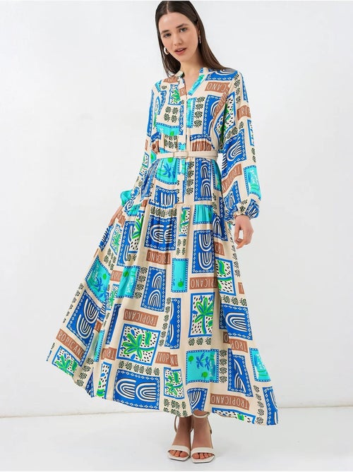 Robe longue imprimée à col en v bdart - Kiabi Robe longue imprimée à col en v bdart - Kiabi