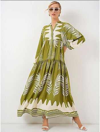 Robe longue imprimée à col en v bdart