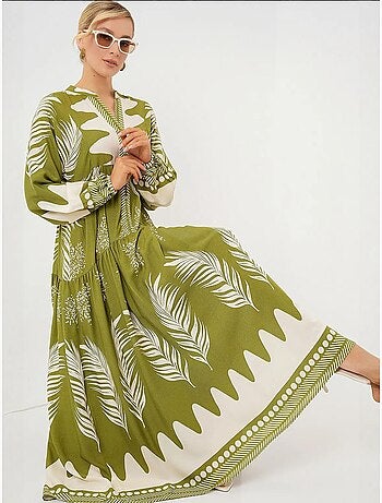 Robe longue imprimée à col en v bdart