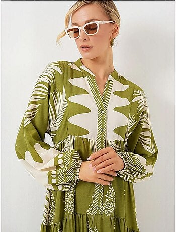 Robe longue imprimée à col en v bdart