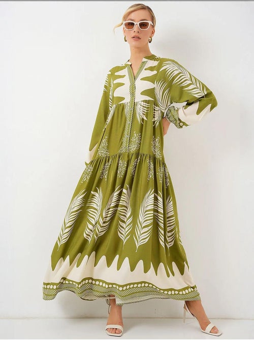 Robe longue imprimée à col en v bdart - Kiabi Robe longue imprimée à col en v bdart - Kiabi
