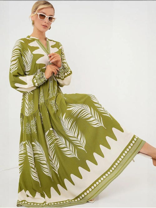 Robe longue imprimée à col en v bdart - Kiabi Robe longue imprimée à col en v bdart - Kiabi