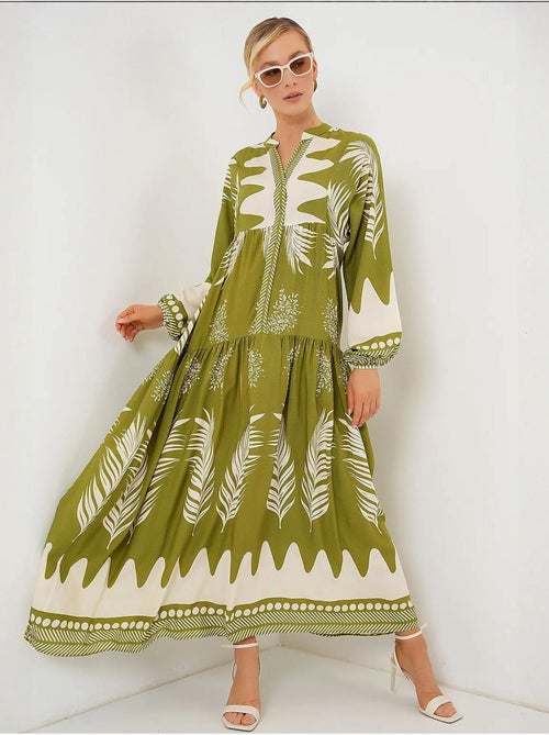 Robe longue imprimée à col en v bdart - Kiabi Robe longue imprimée à col en v bdart - Kiabi
