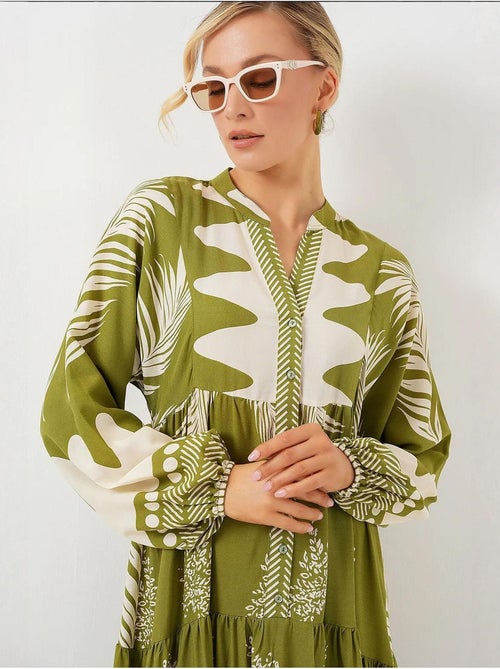 Robe longue imprimée à col en v bdart - Kiabi Robe longue imprimée à col en v bdart - Kiabi