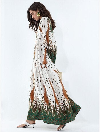 Robe longue imprimée à col en v bdart