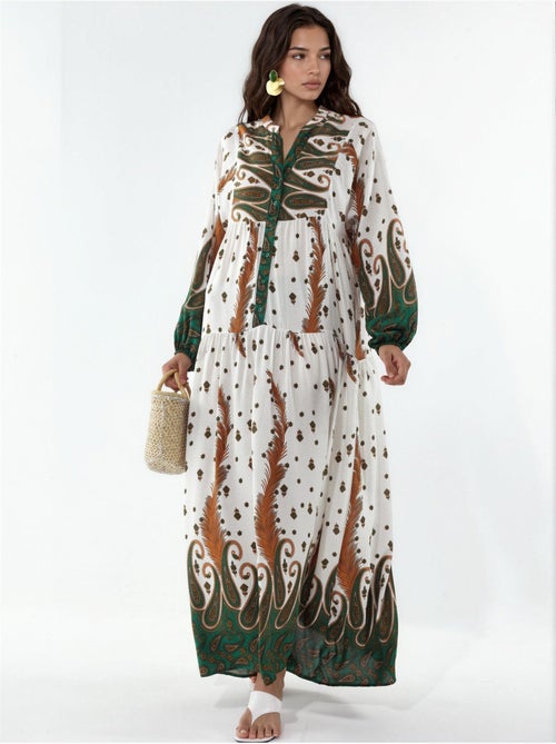 Robe longue imprimée à col en v bdart - Kiabi Robe longue imprimée à col en v bdart - Kiabi
