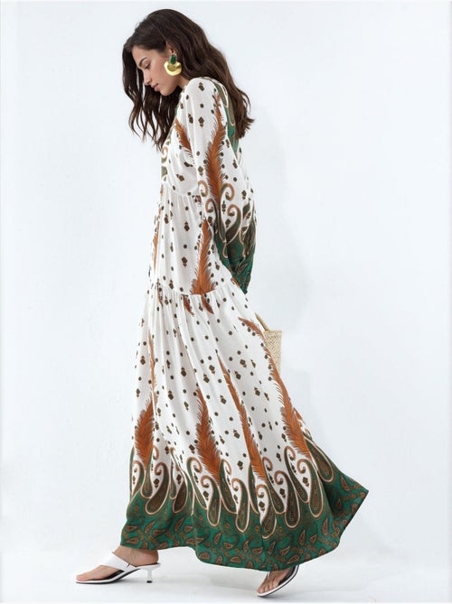 Robe longue imprimée à col en v bdart - Kiabi Robe longue imprimée à col en v bdart - Kiabi