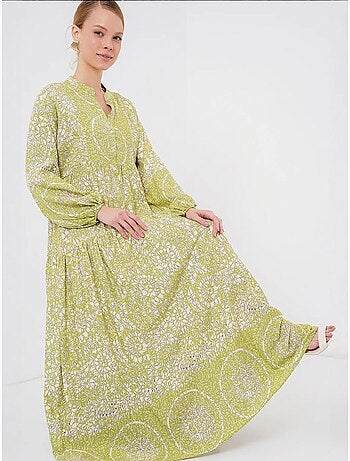 Robe longue imprimée à col en v bdart