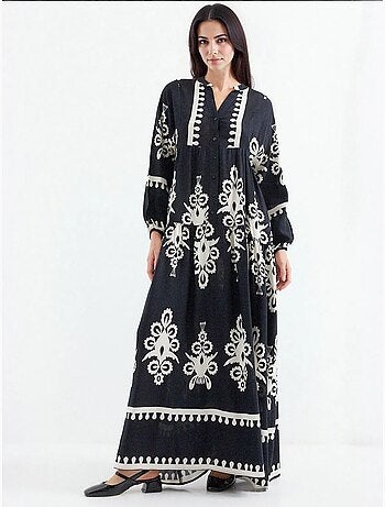 Robe longue imprimée à col en v bdart