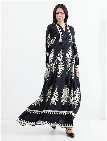 Robe longue imprimée à col en v bdart
