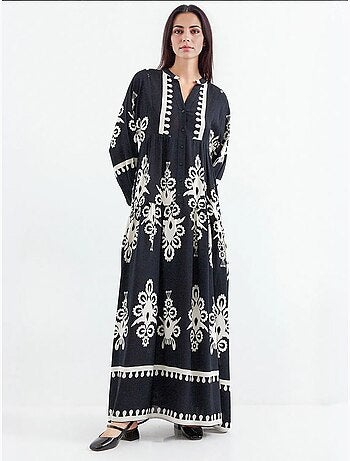 Robe longue imprimée à col en v bdart