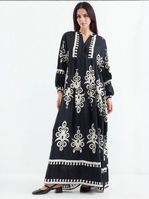 Robe longue imprimée à col en v bdart - Kiabi Robe longue imprimée à col en v bdart - Kiabi
