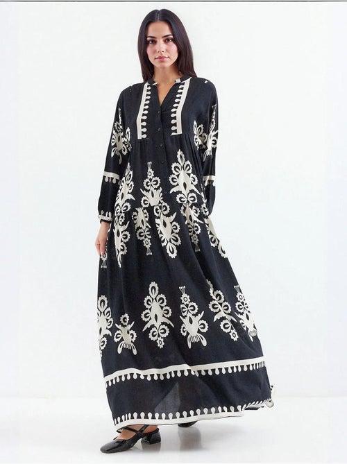 Robe longue imprimée à col en v bdart - Kiabi Robe longue imprimée à col en v bdart - Kiabi