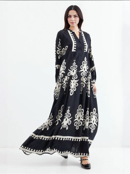 Robe longue imprimée à col en v bdart - Kiabi Robe longue imprimée à col en v bdart - Kiabi