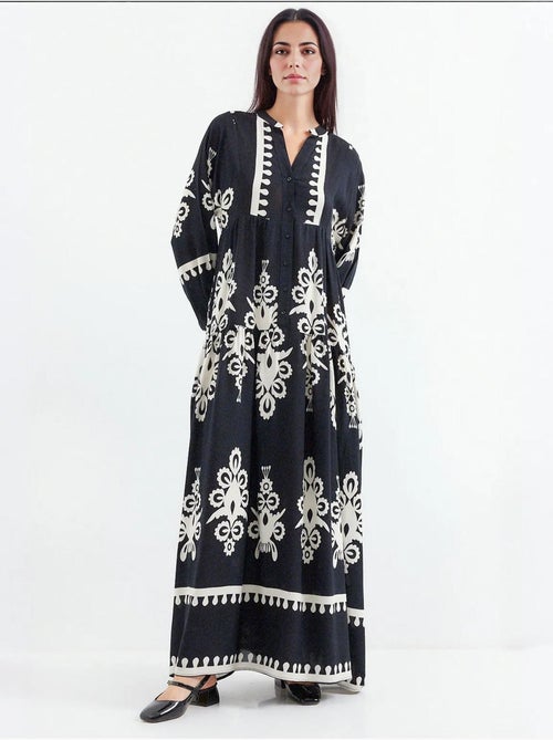 Robe longue imprimée à col en v bdart - Kiabi Robe longue imprimée à col en v bdart - Kiabi