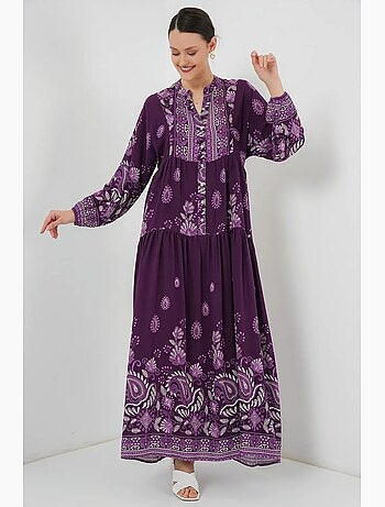 Robe longue imprimée à col en v bdart