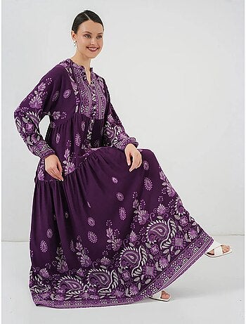 Robe longue imprimée à col en v bdart