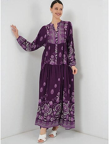 Robe longue imprimée à col en v bdart