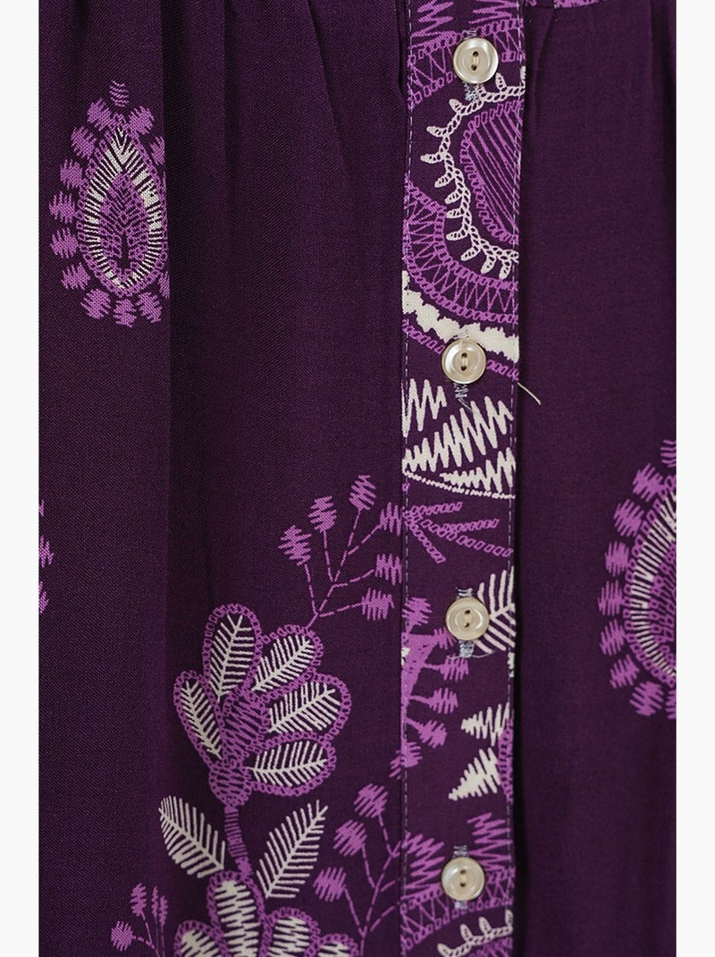 Robe longue imprimée à col en v bdart Violet - Kiabi