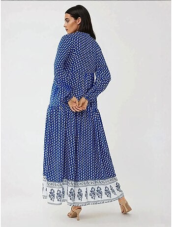 Robe longue imprimée à col en v
