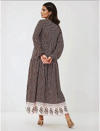 Robe longue imprimée à col en v