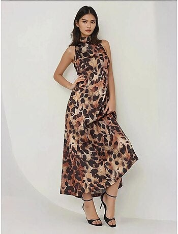 Robe longue imprimée à col licou