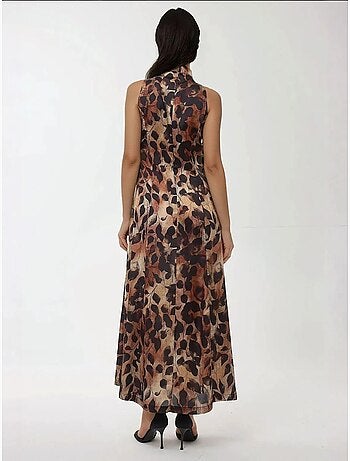 Robe longue imprimée à col licou