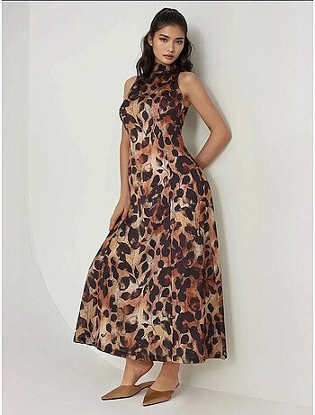 Robe longue imprimée à col licou