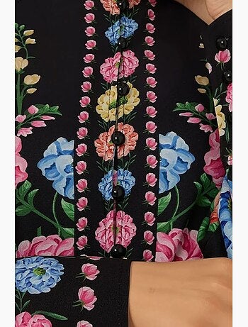 Robe longue imprimée à manches longues avec ceinture hiccup
