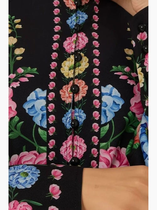 Robe longue imprimée à manches longues avec ceinture hiccup - Kiabi