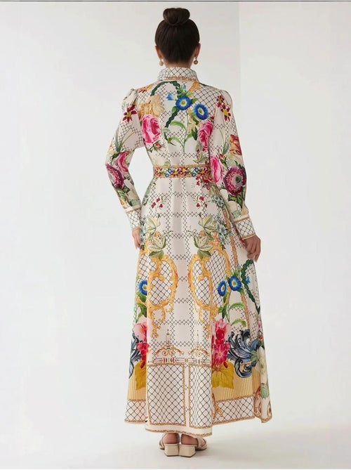 Robe longue imprimée à manches longues avec ceinture - Kiabi Robe longue imprimée à manches longues avec ceinture - Kiabi