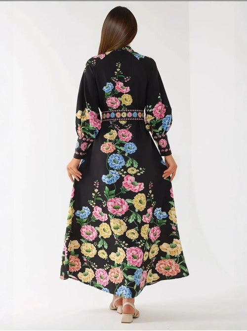 Robe longue imprimée à manches longues avec ceinture - Kiabi Robe longue imprimée à manches longues avec ceinture - Kiabi