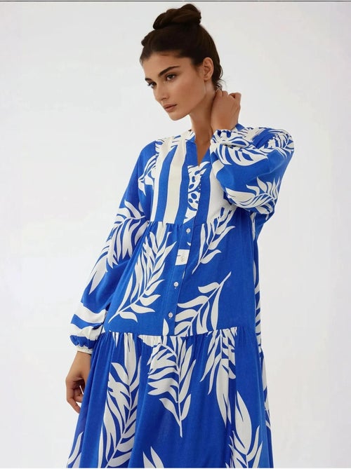 Robe longue imprimée à manches longues en viscose - Kiabi Robe longue imprimée à manches longues en viscose - Kiabi