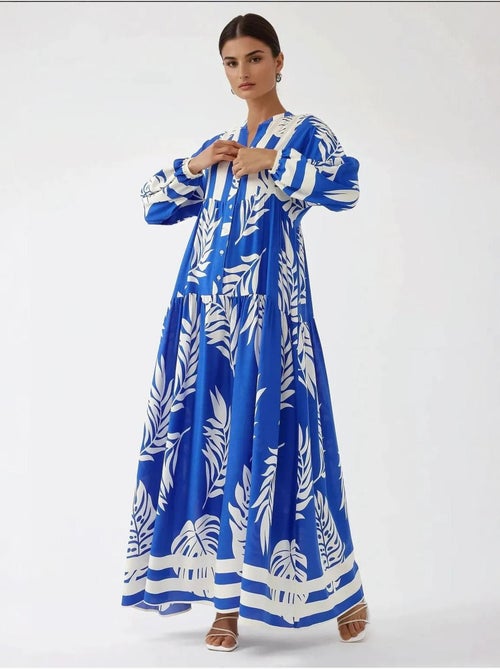 Robe longue imprimée à manches longues en viscose - Kiabi Robe longue imprimée à manches longues en viscose - Kiabi