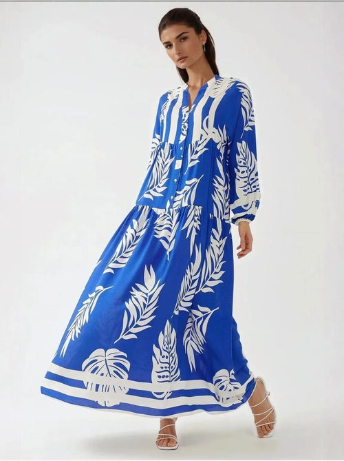 Robe longue imprimée à manches longues en viscose - Kiabi Robe longue imprimée à manches longues en viscose - Kiabi