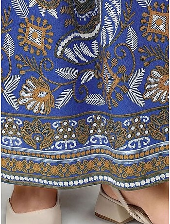 Robe longue imprimée à manches longues en viscose