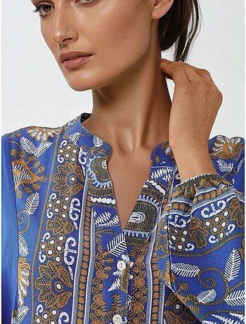Robe longue imprimée à manches longues en viscose