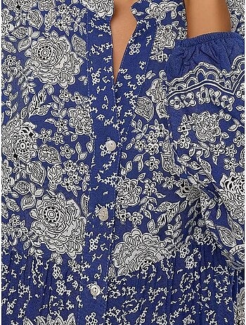 Robe longue imprimée à manches longues en viscose