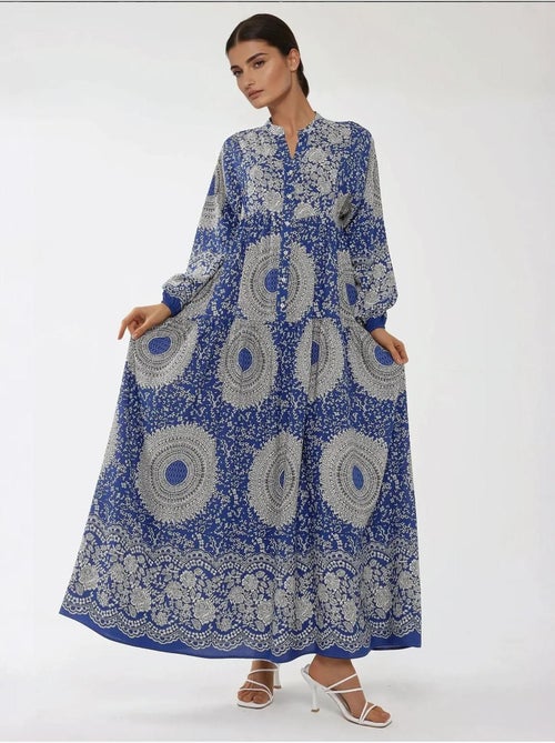 Robe longue imprimée à manches longues en viscose - Kiabi Robe longue imprimée à manches longues en viscose - Kiabi