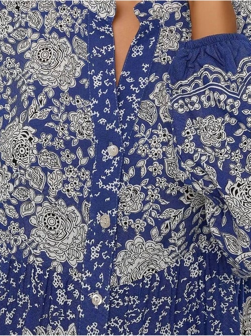 Robe longue imprimée à manches longues en viscose - Kiabi Robe longue imprimée à manches longues en viscose - Kiabi