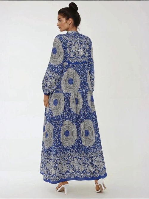 Robe longue imprimée à manches longues en viscose - Kiabi Robe longue imprimée à manches longues en viscose - Kiabi