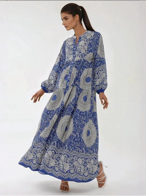 Robe longue imprimée à manches longues en viscose - Kiabi Robe longue imprimée à manches longues en viscose - Kiabi
