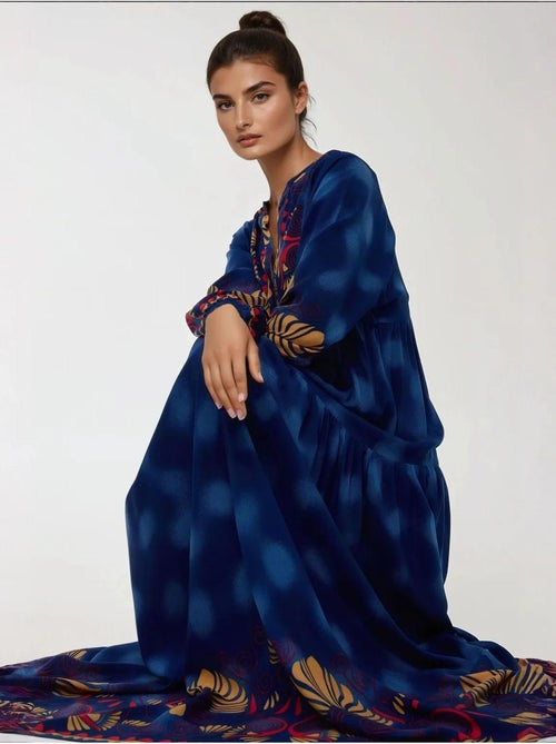 Robe longue imprimée à manches longues en viscose - Kiabi Robe longue imprimée à manches longues en viscose - Kiabi